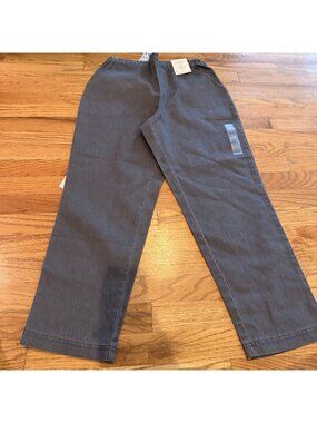 CROFT & BARROW WOMENS STRAIGHT MID RISE 14 PETITE SHORT PULL ON GRAY PANTS